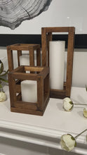 Load and play video in Gallery viewer, Mini - Set of Three Wooden Candle Lantern
